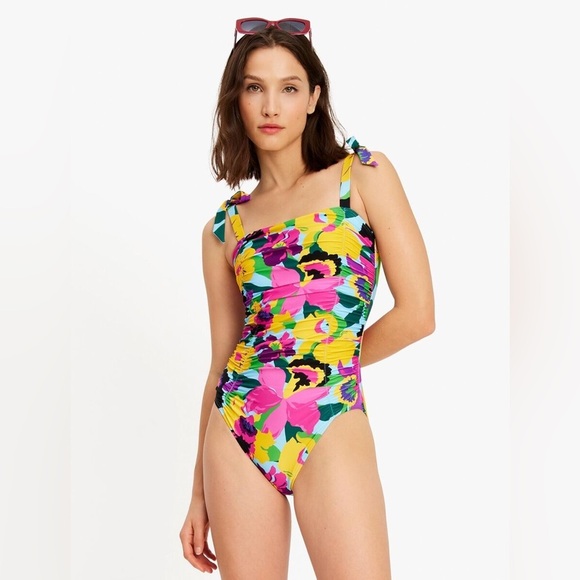 NWT Kate Spade Orchid Bloom Bow Shoulder Tie One Piece - Picture 1 of 9